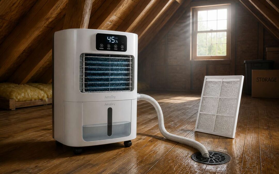 Dehumidifier in attic stops mold and structural rot.